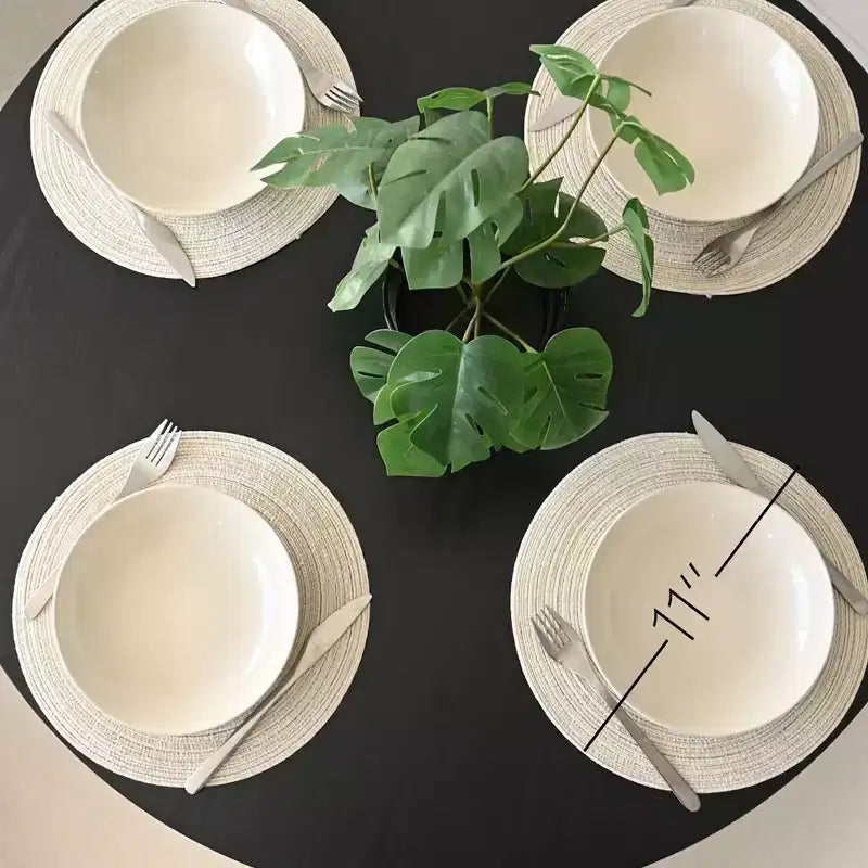 5-Piece Round Dining Table Set with 4 Upholstered Chairs, Black Pedestal Kitchen Table for Small Spaces-Panipeachy