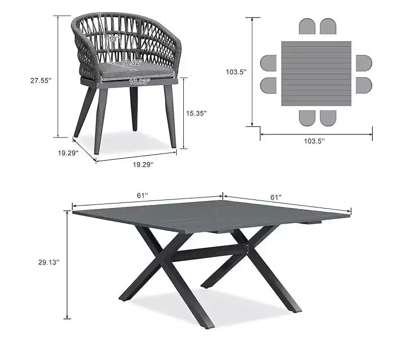 PURPLE LEAF Outdoor Dining Set All-Weather PE Rattan Outdoor Patio Furniture Set