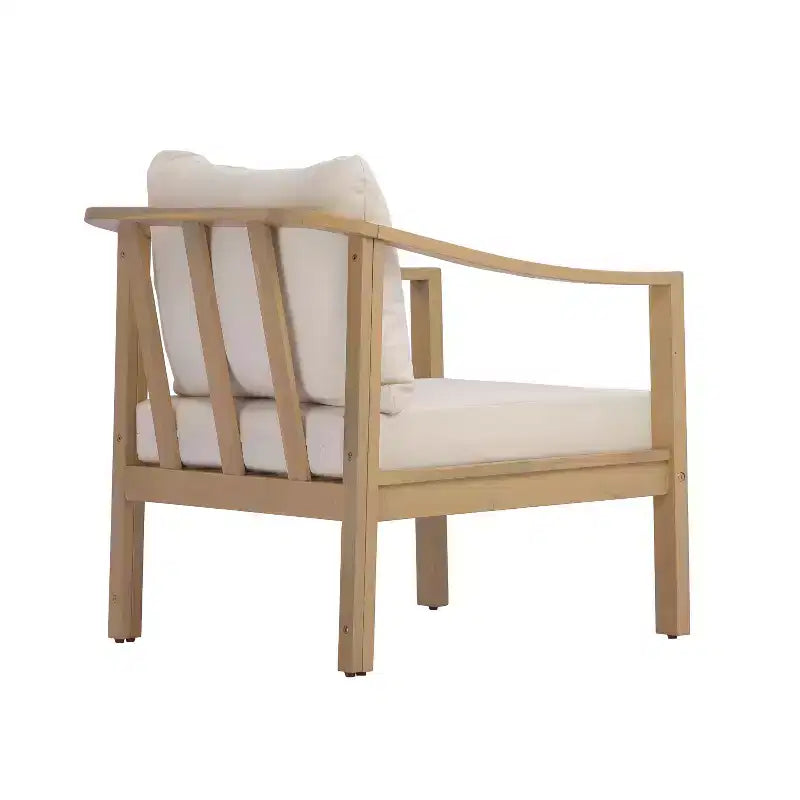 Christopher Knight Home Febi Modern 4 Piece Acacia Patio Seating Set with Cushion and Slatted Table