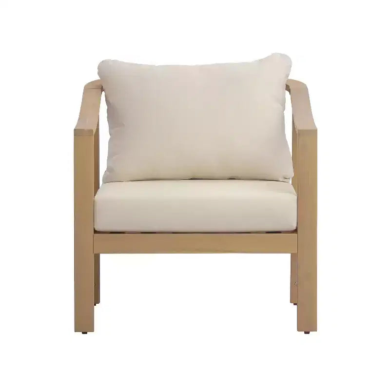 Christopher Knight Home Febi Modern 4 Piece Acacia Patio Seating Set with Cushion and Slatted Table