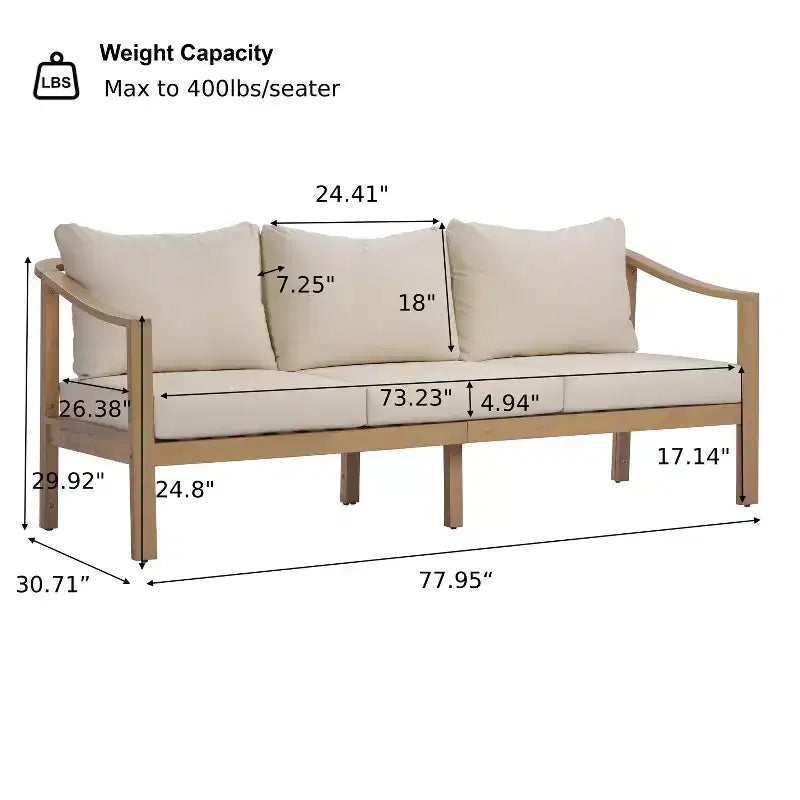 Christopher Knight Home Febi Modern 4 Piece Acacia Patio Seating Set with Cushion and Slatted Table