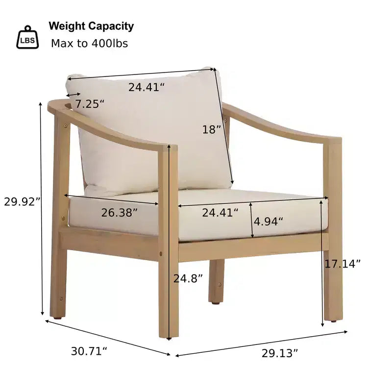 Christopher Knight Home Febi Modern 4 Piece Acacia Patio Seating Set with Cushion and Slatted Table