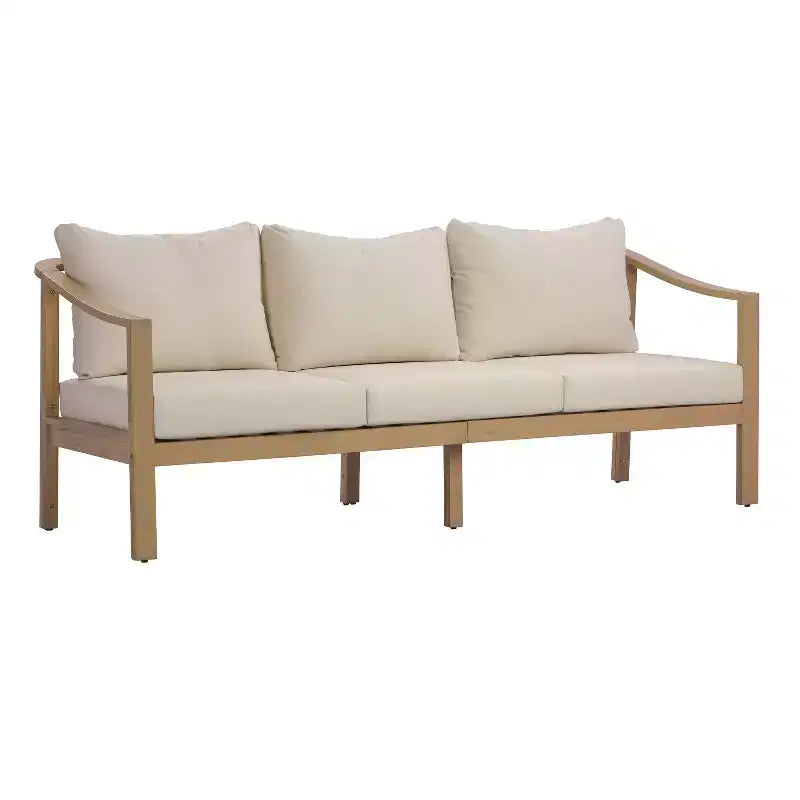 Christopher Knight Home Febi Modern 4 Piece Acacia Patio Seating Set with Cushion and Slatted Table