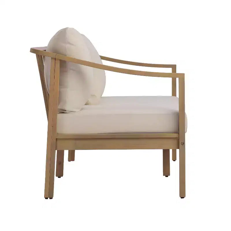 Christopher Knight Home Febi Modern 4 Piece Acacia Patio Seating Set with Cushion and Slatted Table