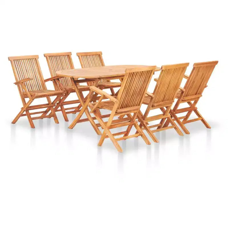 vidaXL Garden Table And Chair Natural Teak