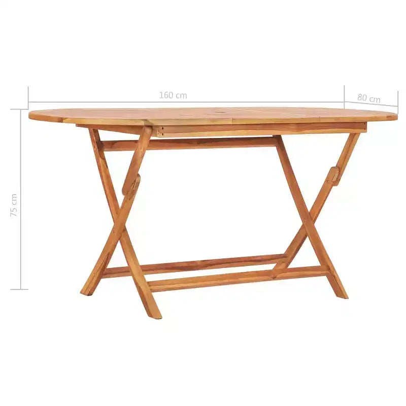 vidaXL Garden Table And Chair Natural Teak