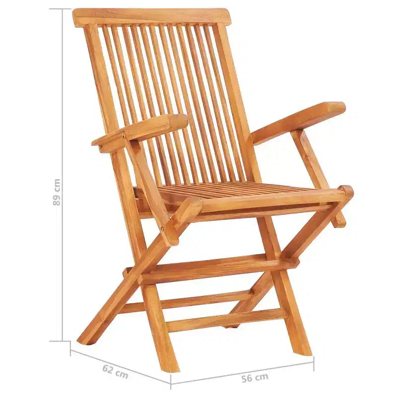 vidaXL Garden Table And Chair Natural Teak