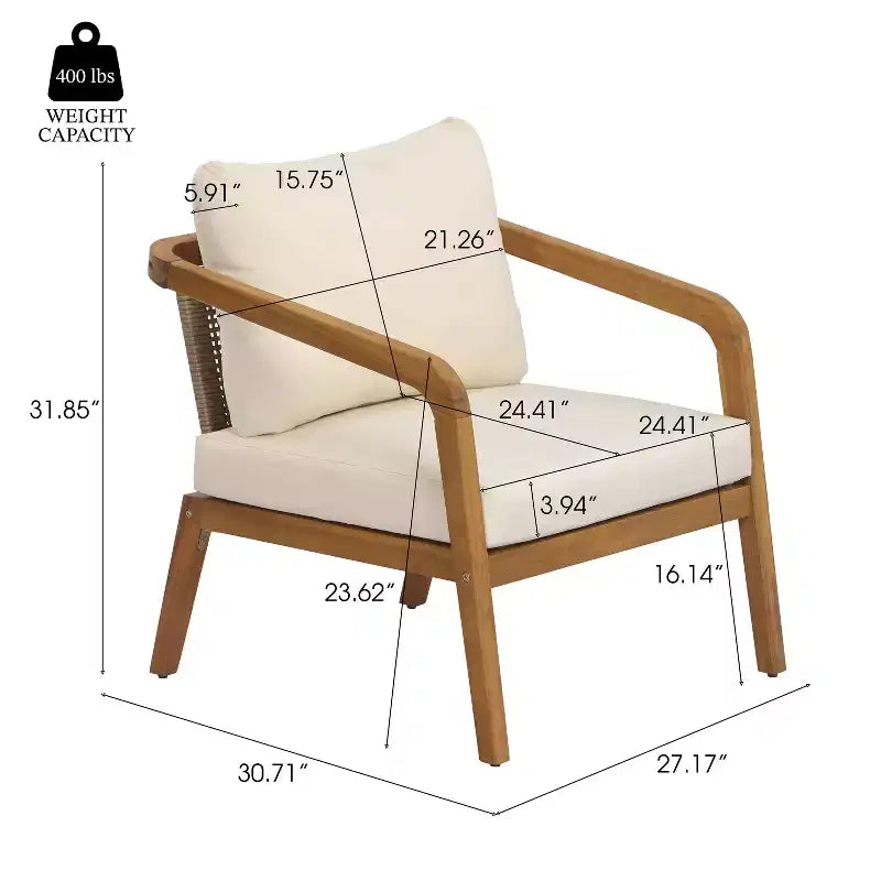 Christopher Knight Home Paula Patio Modern Acacia Wood and PE Wicker 4-Piece Conversation Set with Cushions