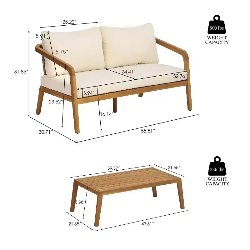 Christopher Knight Home Paula Patio Modern Acacia Wood and PE Wicker 4-Piece Conversation Set with Cushions