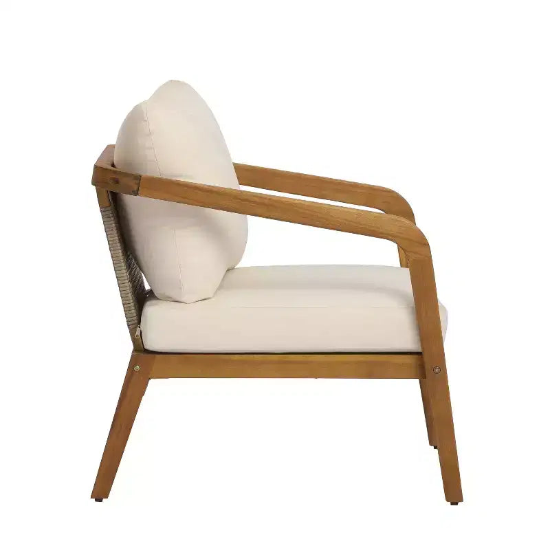 Christopher Knight Home Paula Patio Modern Acacia Wood and PE Wicker 4-Piece Conversation Set with Cushions