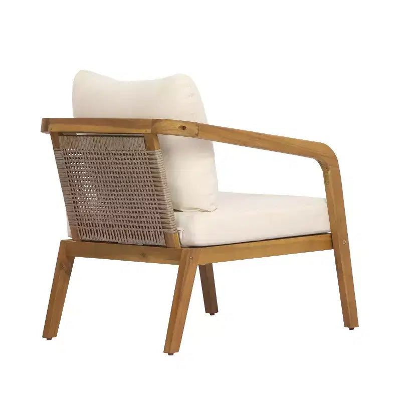 Christopher Knight Home Paula Patio Modern Acacia Wood and PE Wicker 4-Piece Conversation Set with Cushions