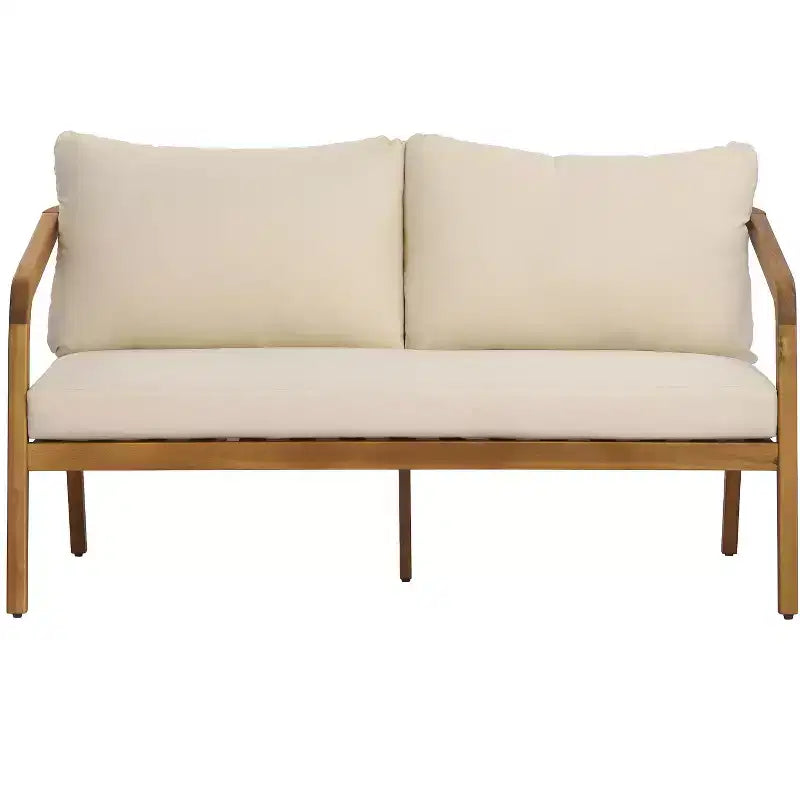 Christopher Knight Home Paula Patio Modern Acacia Wood and PE Wicker 4-Piece Conversation Set with Cushions