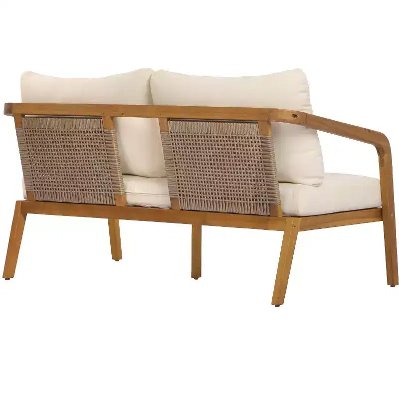 Christopher Knight Home Paula Patio Modern Acacia Wood and PE Wicker 4-Piece Conversation Set with Cushions
