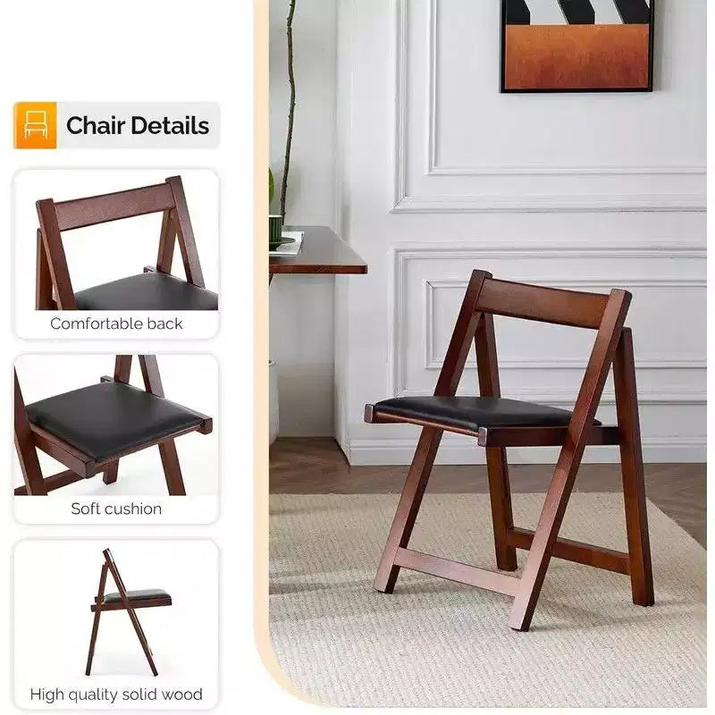 Karl Home 4-Person Walnut Wood Foldable Dining Set