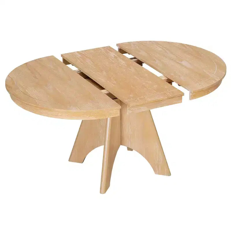 Extendable Dining Table Set for 6 with 4 Upholstered Chairs, Rustic Farmhouse Kitchen Table Set with Distressed Finish