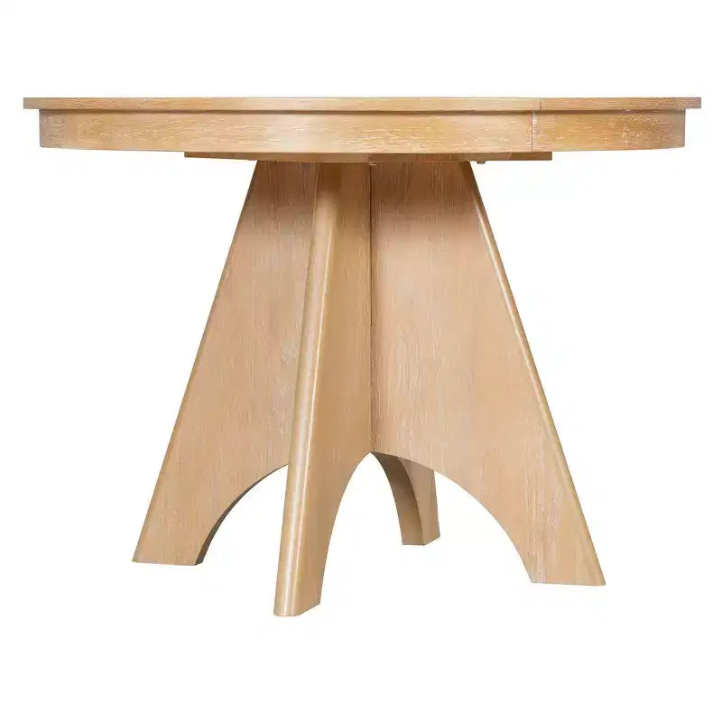 Extendable Dining Table Set for 6 with 4 Upholstered Chairs, Rustic Farmhouse Kitchen Table Set with Distressed Finish