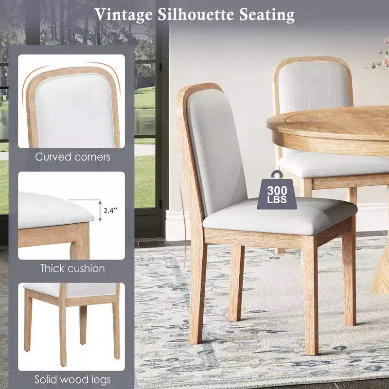 Extendable Dining Table Set for 6 with 4 Upholstered Chairs, Rustic Farmhouse Kitchen Table Set with Distressed Finish