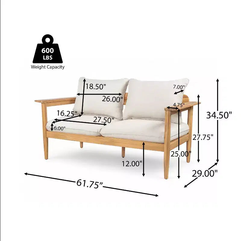Christopher Knight Home Kara 4 Piece Patio Acacia Wood Chat Set with Lightweight Concrete Table