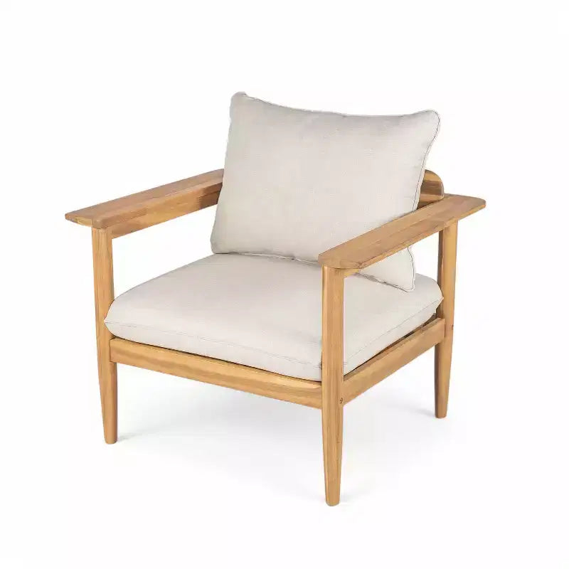 Christopher Knight Home Kara 4 Piece Patio Acacia Wood Chat Set with Lightweight Concrete Table