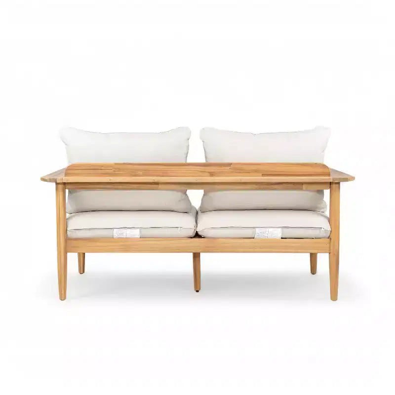 Christopher Knight Home Kara 4 Piece Patio Acacia Wood Chat Set with Lightweight Concrete Table