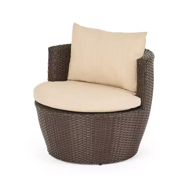 ModernLuxe 3pcs Outdoor Conversation Set Wicker Patio Chat Set, PE Rattan Chairs with Cushions & Tempered Glass Table
