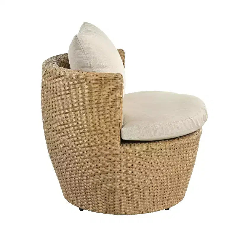 ModernLuxe 3pcs Outdoor Conversation Set Wicker Patio Chat Set, PE Rattan Chairs with Cushions & Tempered Glass Table