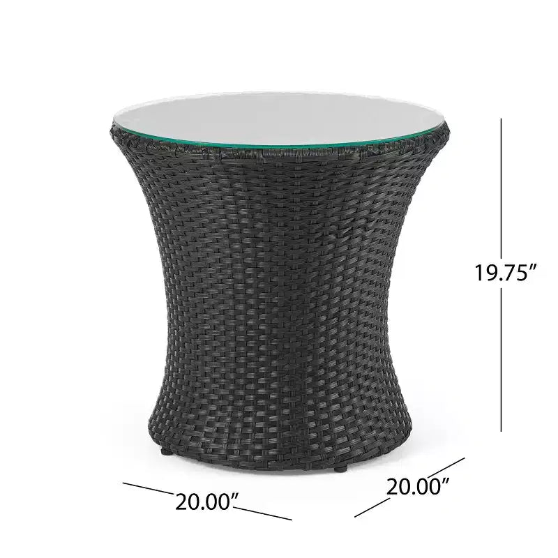 ModernLuxe 3pcs Outdoor Conversation Set Wicker Patio Chat Set, PE Rattan Chairs with Cushions & Tempered Glass Table