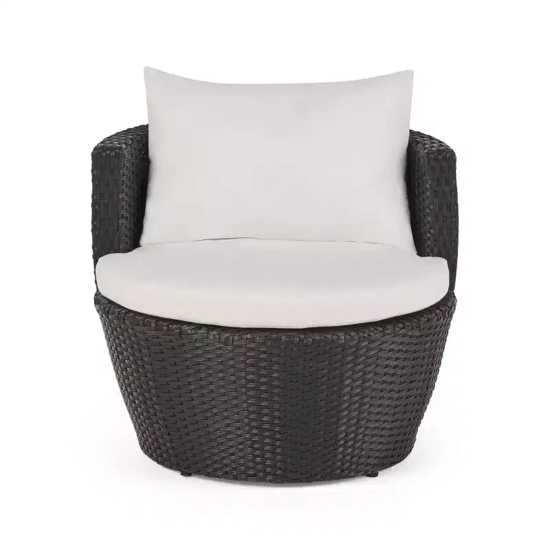 ModernLuxe 3pcs Outdoor Conversation Set Wicker Patio Chat Set, PE Rattan Chairs with Cushions & Tempered Glass Table