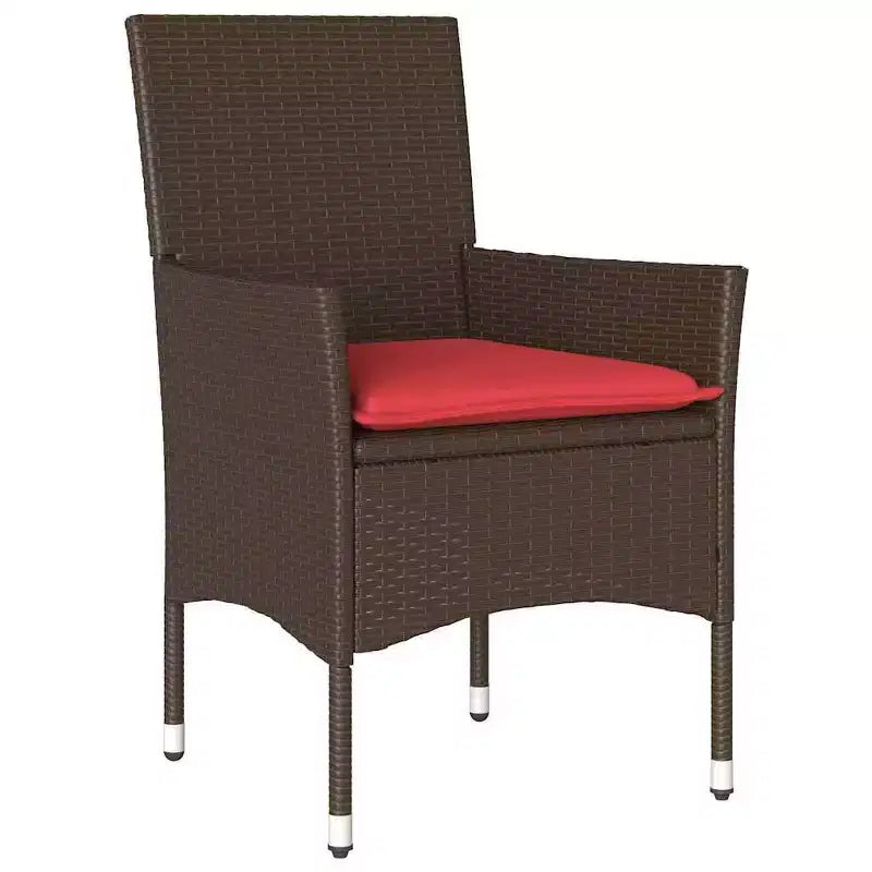 vidaXL Table and Chair Set with Cushion 5 pcs Brown PE Rattan