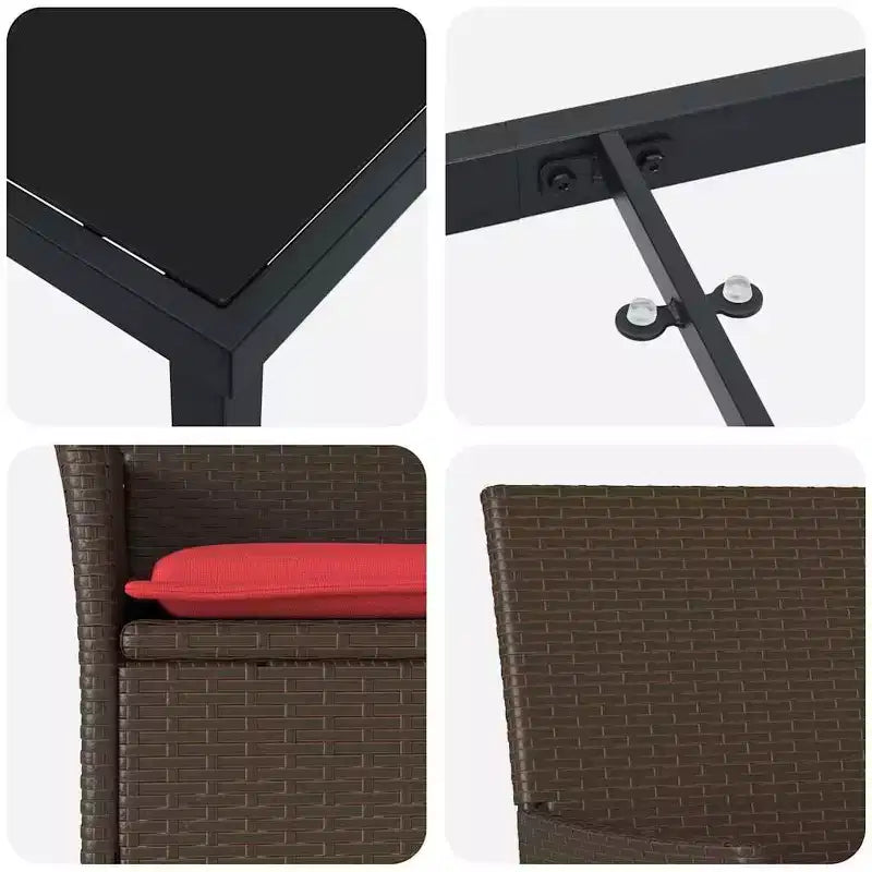 vidaXL Table and Chair Set with Cushion 5 pcs Brown PE Rattan