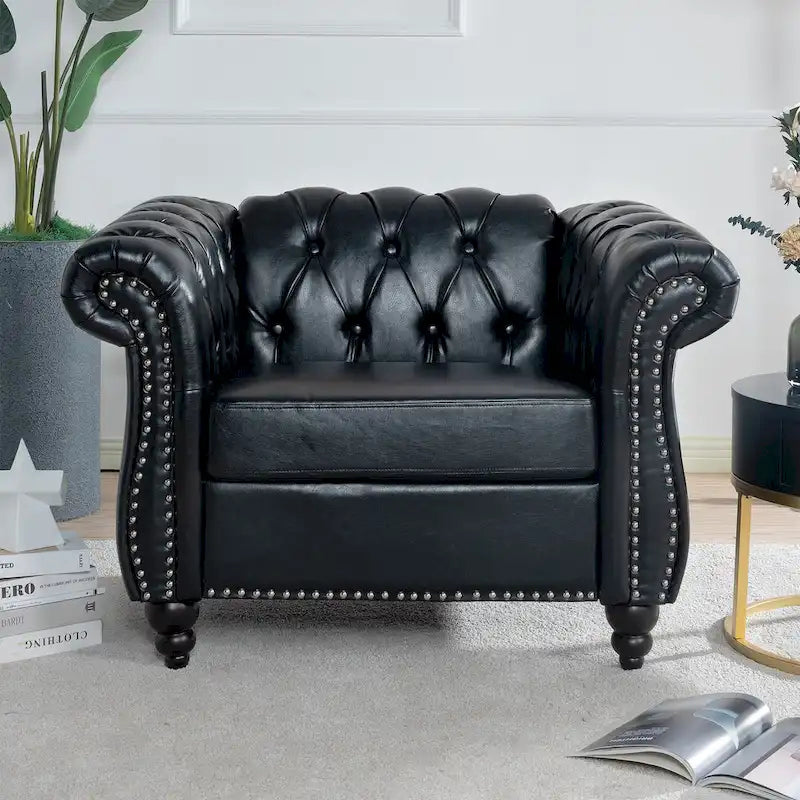 Fauteuil Club Chesterfield en cuir PU