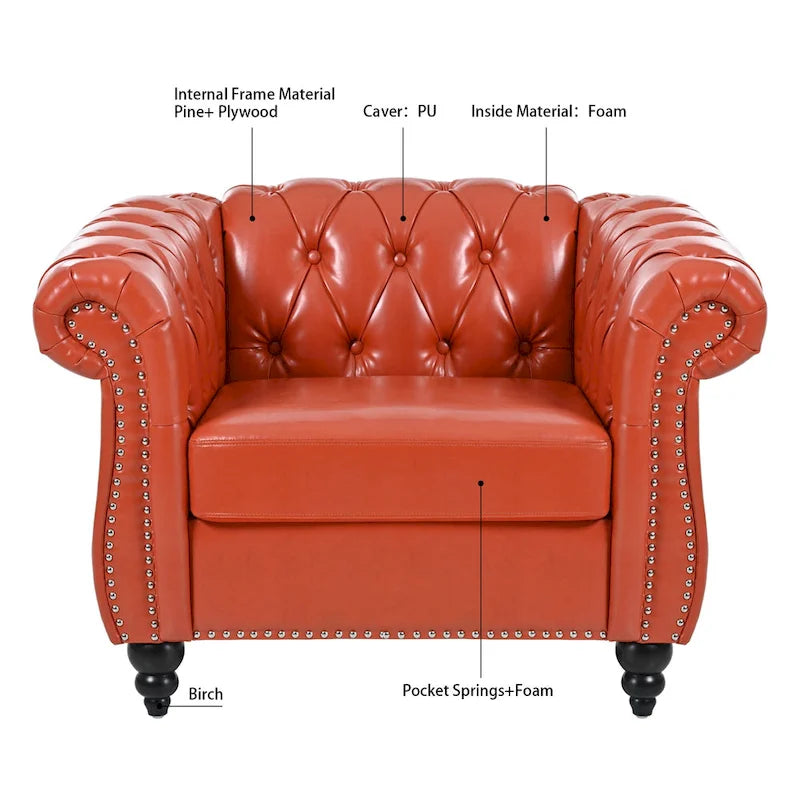 Fauteuil Club Chesterfield en cuir PU