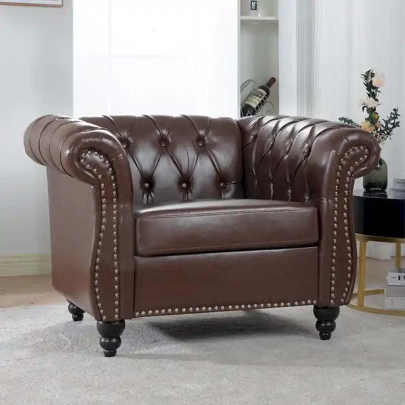 Fauteuil Club Chesterfield en cuir PU