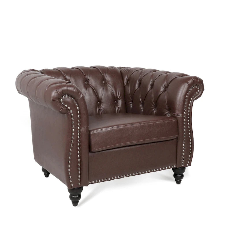 Fauteuil Club Chesterfield en cuir PU
