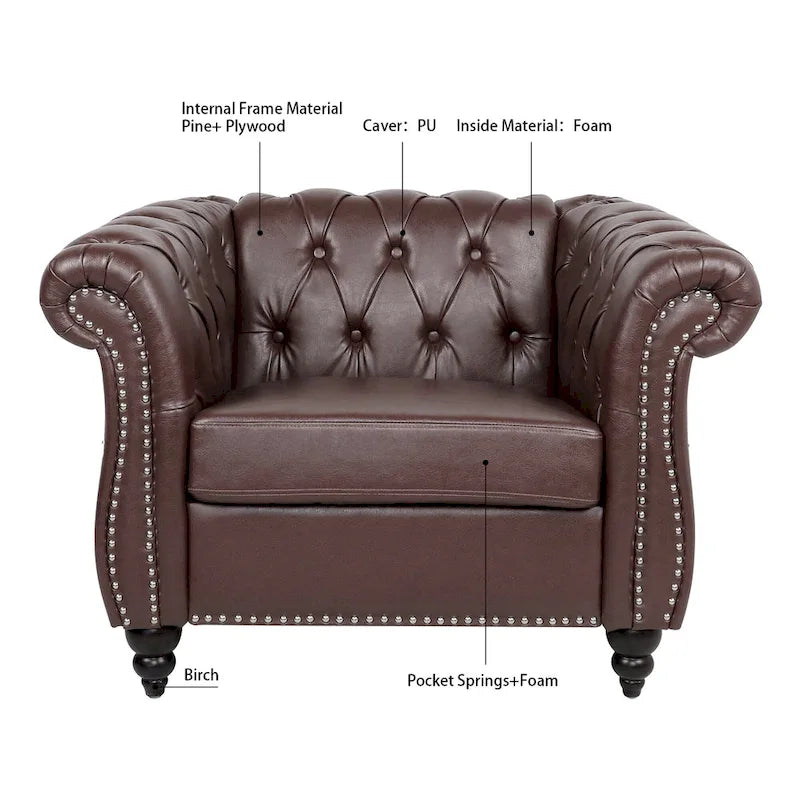 Fauteuil Club Chesterfield en cuir PU
