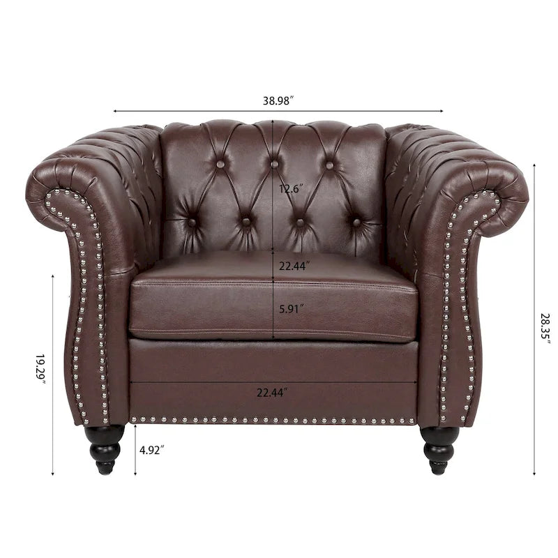 Fauteuil Club Chesterfield en cuir PU