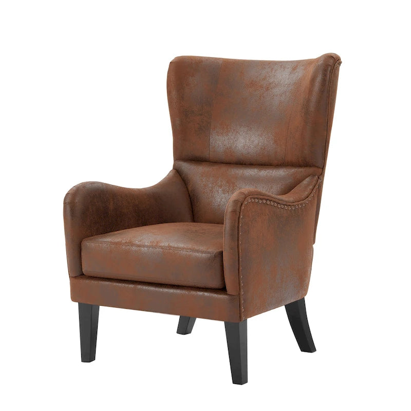 Fauteuil d'appoint à dossier haut avec garniture cloutée (lot de 2)