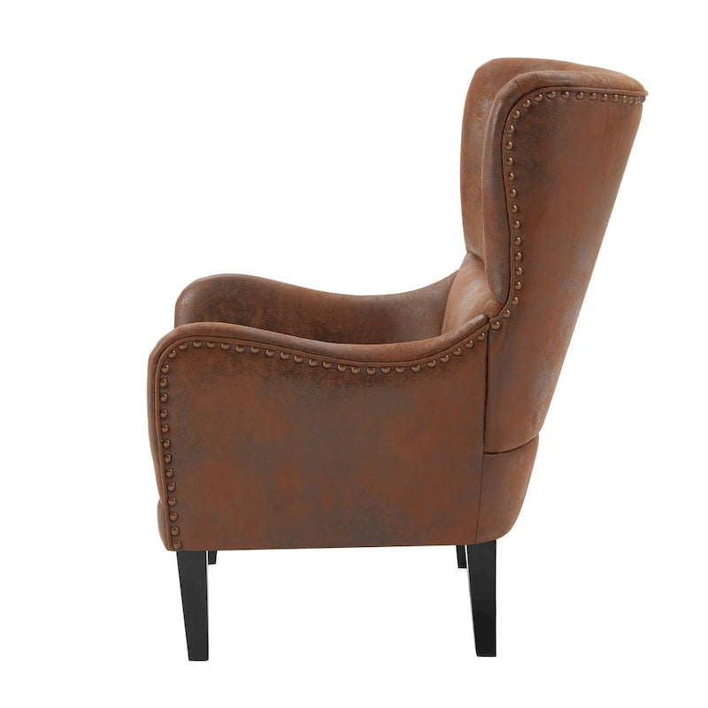 Fauteuil d'appoint à dossier haut avec garniture cloutée (lot de 2)