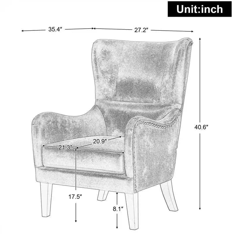Fauteuil d'appoint à dossier haut avec garniture cloutée (lot de 2)