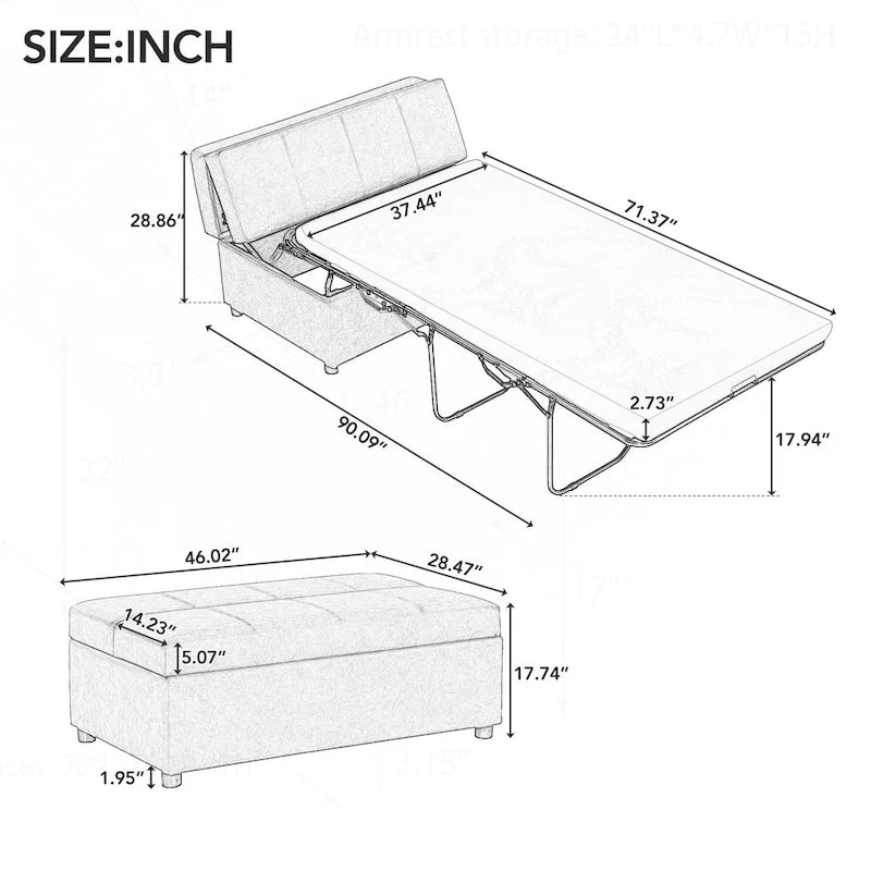 Lit ottoman pliant polyvalent pour un hébergement confortable