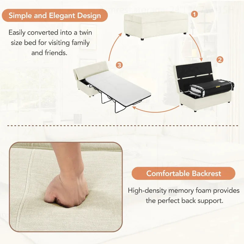 Lit ottoman pliant polyvalent pour un hébergement confortable