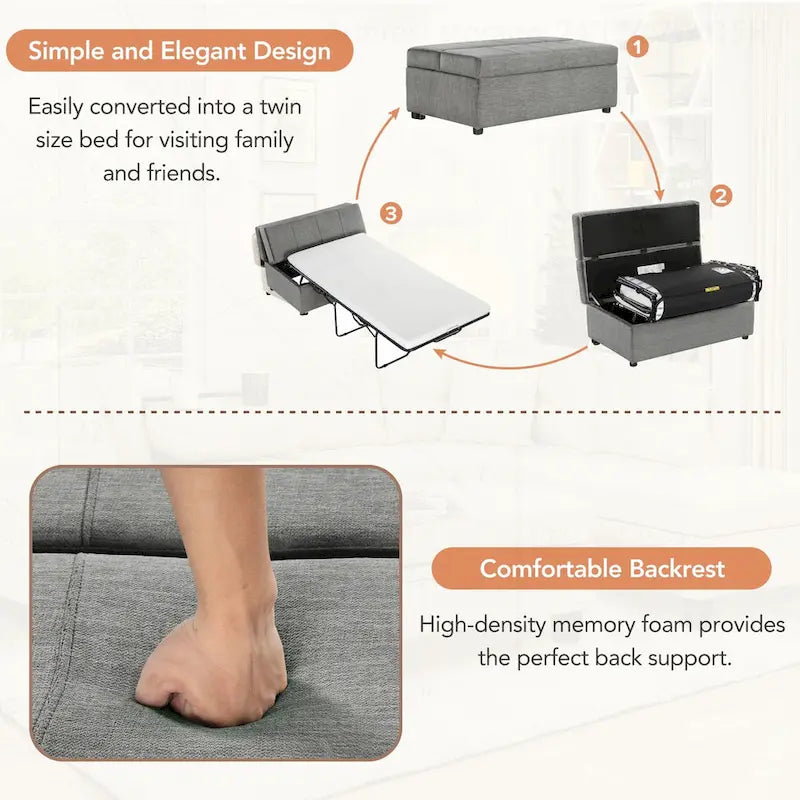 Lit ottoman pliant polyvalent pour un hébergement confortable