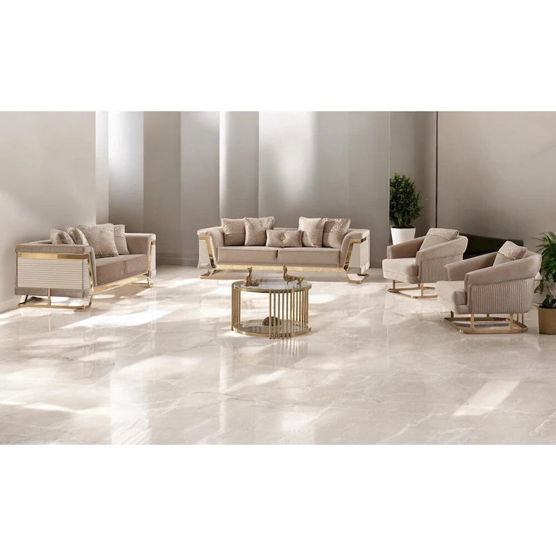 Canapé moderne en velours rembourré – Canapé 2 places avec dossier capitonné pour salon