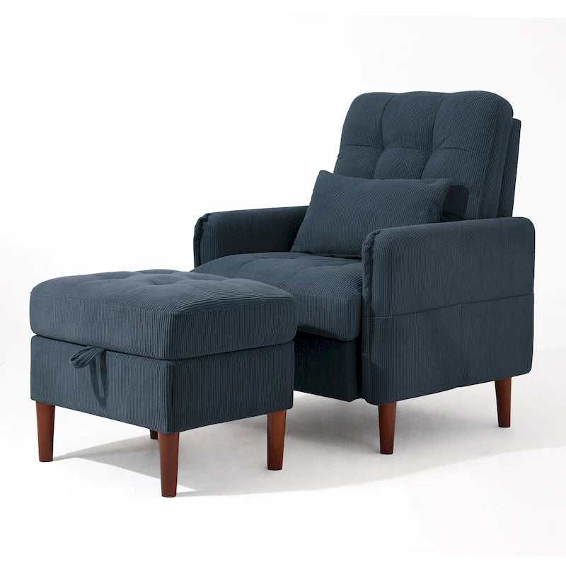 Fauteuil de salon moderne et pouf de rangement avec dossier réglable