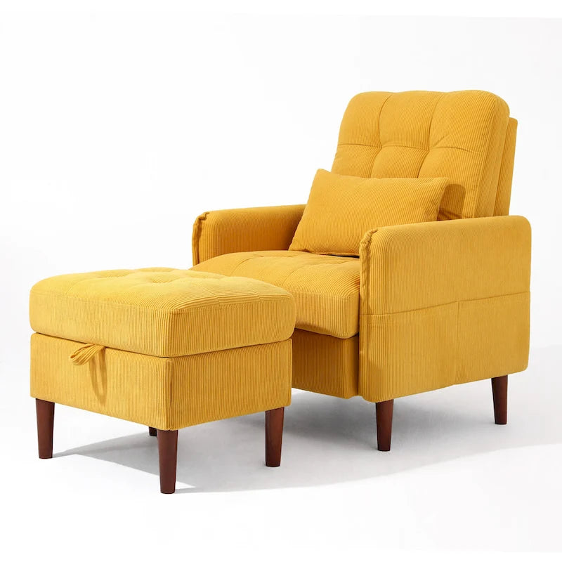 Fauteuil de salon moderne et pouf de rangement avec dossier réglable