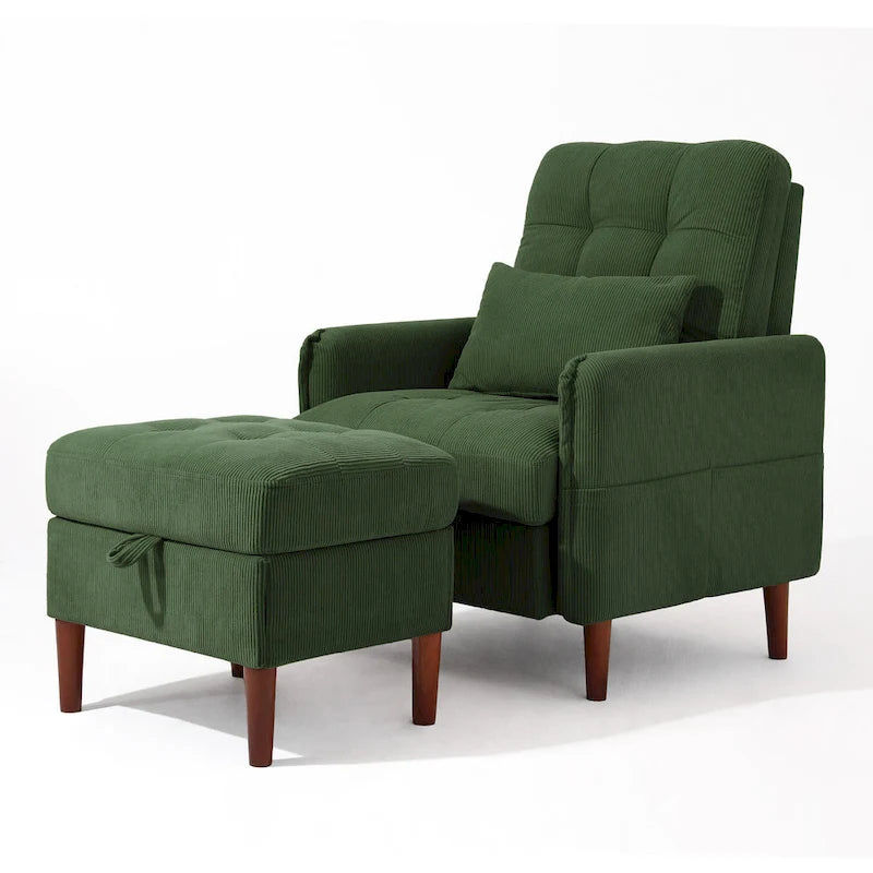 Fauteuil de salon moderne et pouf de rangement avec dossier réglable