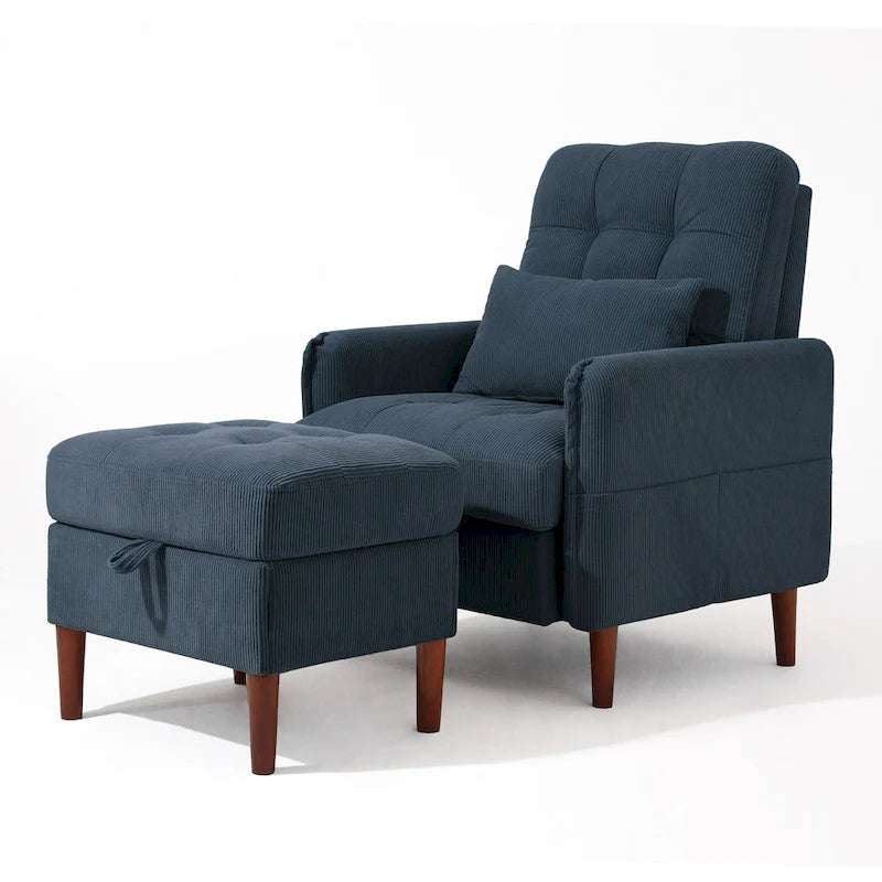 Fauteuil de salon moderne et pouf de rangement avec dossier réglable