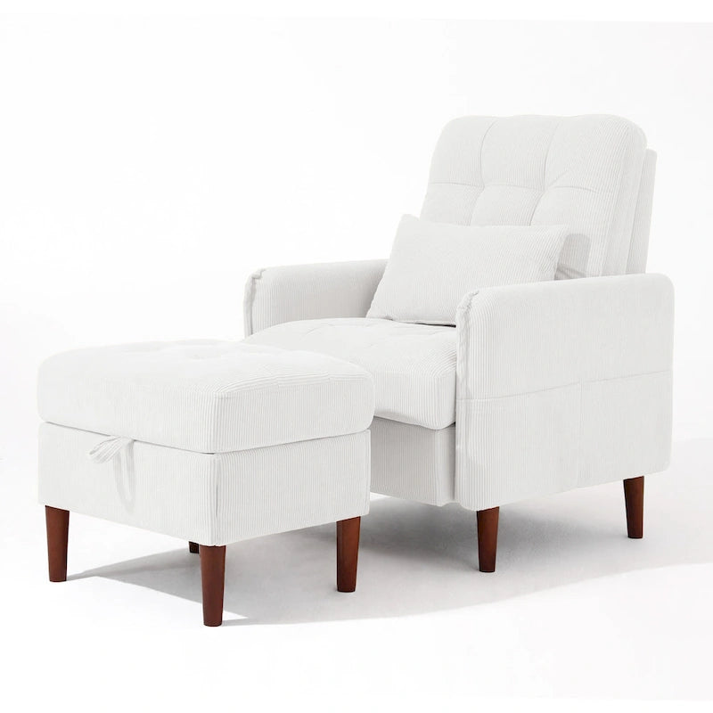 Fauteuil de salon moderne et pouf de rangement avec dossier réglable