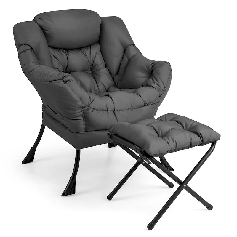 Canapé-fauteuil paresseux avec repose-pieds pliant et pouf