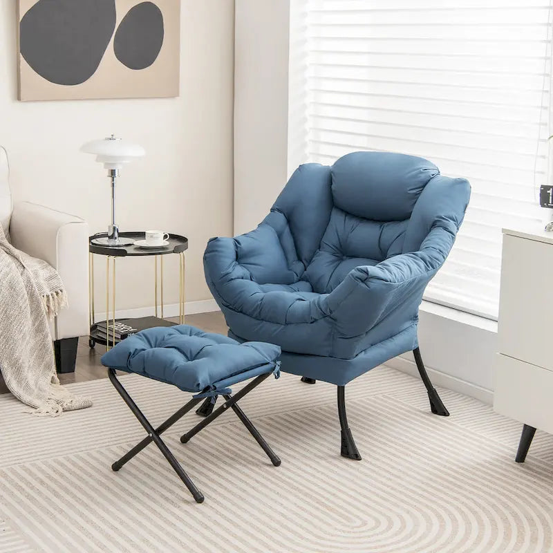 Canapé-fauteuil paresseux avec repose-pieds pliant et pouf